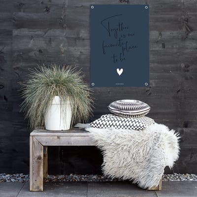 MOODZ design | Tuinposter | Buitenposter | Together is our favourite place to be | 70 x 100 cm | Blauw