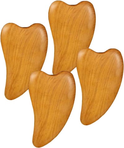 Natuurlijk houten Gua Sha Board set van 4 stuks, massagegereedschap voor gezichtsmassage, ontspanning en meridiaanbehandeling, veilig en duurzaam