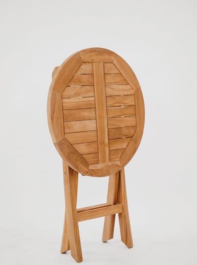 Teakea - Ronde Teak Klaptafel Ø60x75 cm - Massief Teakhout - Inklapbare Houten Buitentafel