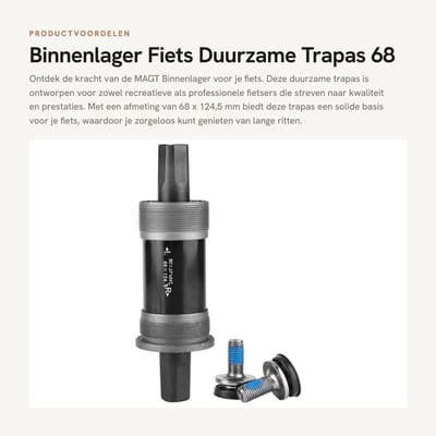Dailygoods - Binnenlager Fiets - Duurzame Trapas - 68 x 124,5 mm - Fietsaccessoires - Sterke constructie - Geschikt voor verschillende fietsmodellen -...