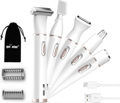 Dames Scheerapparaat - Ontharingsapparaat Bikini Trimmer - Gladde Huid - 5-in-1 Systeem - IPX7 Waterdicht - Wit