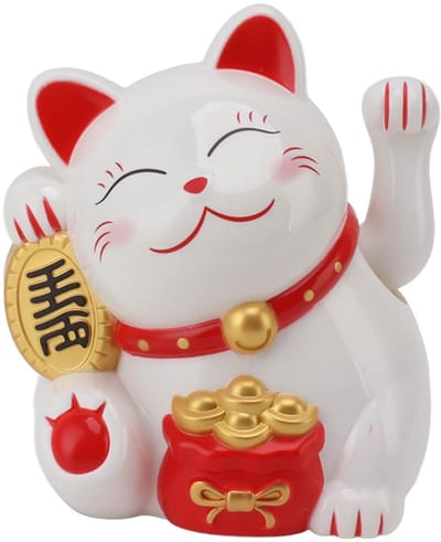 Dailygoods - Gelukskat - Japanse Feng Shui Decoratie - Zwaaiende Arm - 5,5 Inch - Voor Woonkamer en Winkel - Geluk en Fortuinen - MLY11020-1