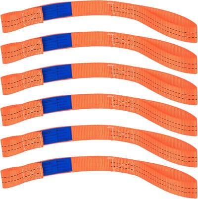 Spanbanden 6 stuks - Sjorbanden transportriemen - Lading zekeren - Dubbele lus ontwerp - 45 x 3.8 cm - Oranje