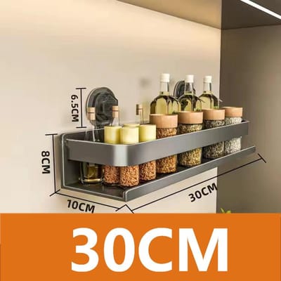 Étagère de cuisine à ventouse en aluminium, support de rangement pour épices, organisateur d'assaisonnement mural, organisateur de cuisine sans perçage, étagère murale