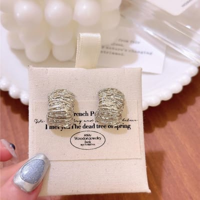 Grote Vouw Geometrie Metalen Stud Oorbellen voor Vrouwen Meisje Koreaans Liefde Esthetiek Dagelijks Leven Minimalistische Sieraden