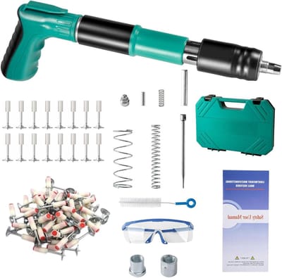 Handmatig Spijkerpistool - Schietijzer Bouten - Muren Bevestigen - 5-Traps Krachtinstelling - 100 Stuks Spijkers - Zilver