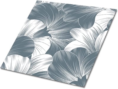 Tulup PVC Tegels - Bloemen Vinyl Tegels - 30 cm x 30 cm - Grijs Vinyl Wandtegels - Verpakking van 9 stuks - Zelfklevende Vinyltegels - Marmer Plaktegels - Vinyl Tegels Zelfklevend - Plaktegels keuken en Badkamer