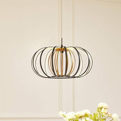 Lucande LED hanglamp Birger, Ø 39cm, zwart/goud