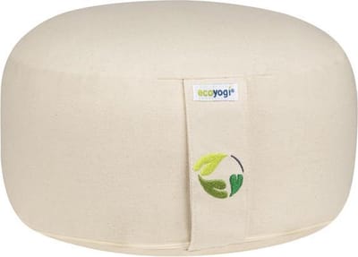 Meditatiekussen Ecoyogi Beige / Naturel Standaardmaat 15 cm x 30 cm (Hoogte x Diameter) – Wasbare Buitenhoes – Aanpasbare Boekweit Vulling - 100% Gecertificeerd Biologisch Katoen | GOTS Gecertificeerd - Duurzaam Yoga zit kussen – Yogakussen