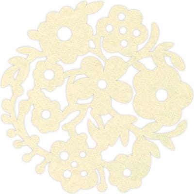 Bloemenkrans vilt onderzetters - Creme - 6 stuks - ø 9,5 cm - Bloem - Tafeldecoratie - Glas onderzetter - Cadeau - Woondecoratie - Woonkamer - Tafelbescherming - Onderzetters Voor Glazen - Keukenbenodigdheden - Woonaccessoires - Tafelaccessoires