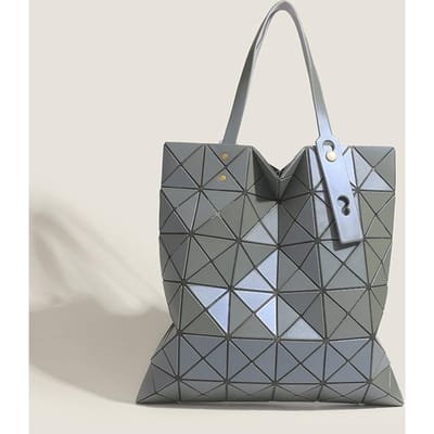 Japanse Nieuwe Zes-vakken Geometrische Diamant Tote Bag Beperkte Splicing Matte Handtas Veelzijdige Grote Capaciteit Schoudertas gray