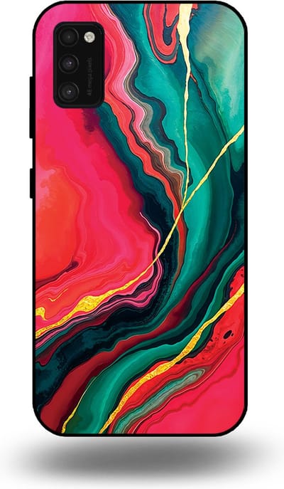 Smartphonica Telefoonhoesje Geschikt voor Samsung Galaxy A41 met Rood Groen Marmer Opdruk - TPU Backcover Case Red Green Marble Design geschikt voor Samsung Galaxy A41