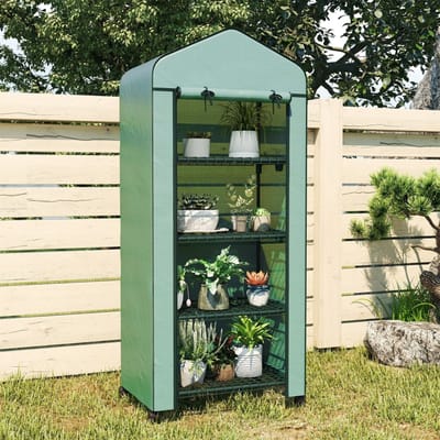 Wishdor - Foliekas - Met Oproldeur En 4 Legplanken - Stalen Frame - Groen - 69 X 50 X 165 Cm