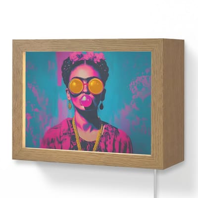 Wandlamp 20x15 cm - Oplaadbaar - Vrouw - Kauwgom - Zonnebril - Oranje - Wandlampen binnen woonkamer - Slaapkamer lamp met kabel - Decoratieve nachtlamp - Vloerlamp snoer