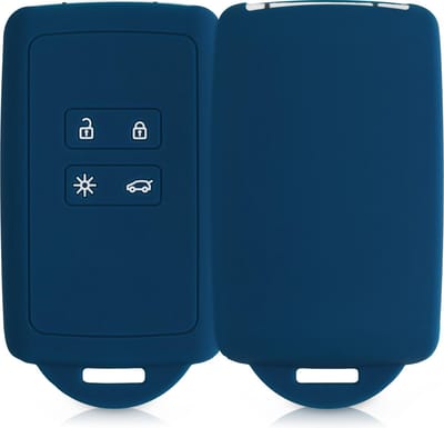 kwmobile autosleutelhoes geschikt voor Renault 4-knops Smartkey autosleutel (alleen Keyless Go) - Siliconenhoes in donkerblauw - Sleutelcover