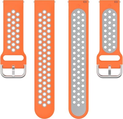 Siliconen bandje - geschikt voor Huawei Watch GT Runner 2 / GT 2(e) 46 mm / GT 3 / 4 / 5 (Pro) 46 mm / Watch 3 (Pro) / Watch 4 (Pro) / GT 6 (PRO) 46mm - oranje-grijs