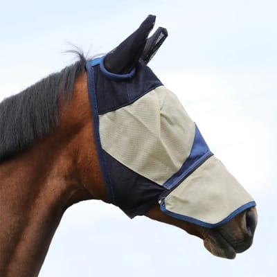 Paardenflymasker van pvc met oorsluitsels en rits Umbria Equitazione