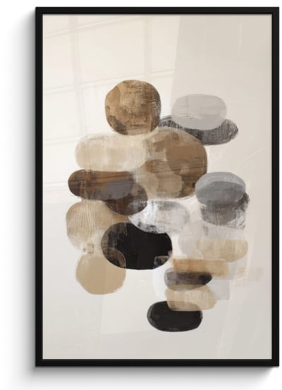 Poster in lijst - Fotolijst 80x120 cm - Posters - Ovaal - Kleurvlakken - Penseelstreken - Posterlijst zwart - Decoratie - Wanddecoratie woonkamer - Muurdecoratie slaapkamer