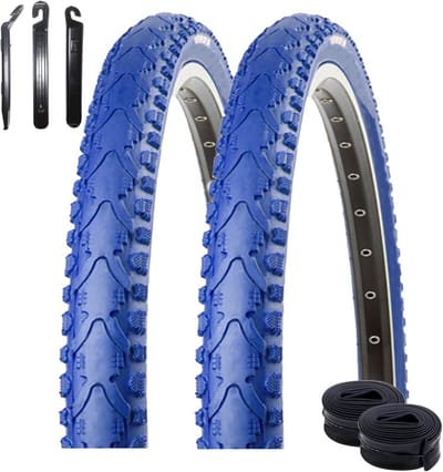 2x Fietsband Blauw 28 Inch Wandelen en Trekking Inclusief Binnenbanden en Bandenlichters