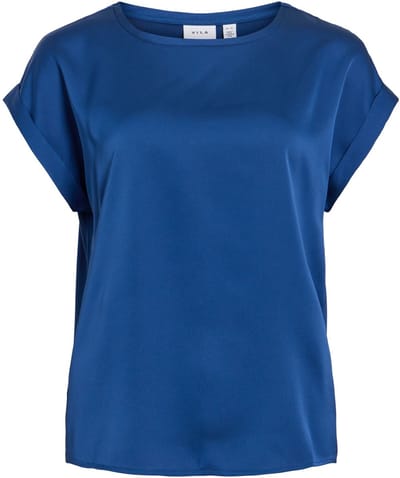 T-Shirt ELLETTE SATIN O-NECK VILA NAVY PEONY