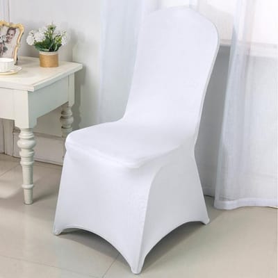 4 stuks / 6 stuks / 8 stuks Witte Kleur Spandex Eetkamerstoelhoezen Bruiloftsevenement Universeel Banket Bruiloft Feest Eetkamer Decoratie Polyester Spandex Stretch 1pc