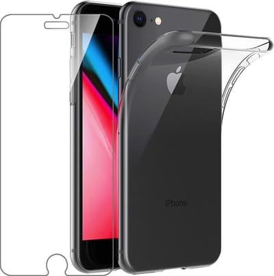 Back cover Hoesje Geschikt voor: iPhone 6 Plus / 6S Plus - Soft TPU Siliconen Case & 2X Tempered Glas Combi - Transparant