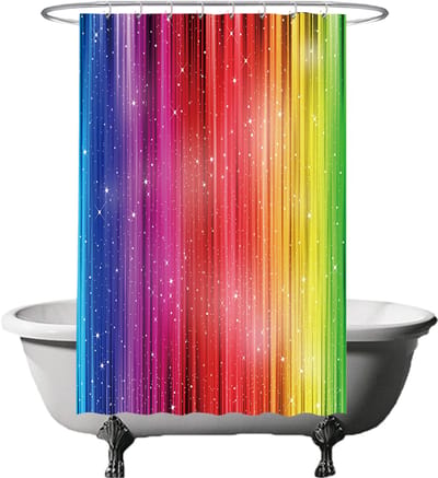 Ulticool Douchegordijn - Regenboog - 120 x 180 cm - met 8 ringen - Anti Schimmel - Waterdicht & Wasbaar - Semi Transparant - Multicolour