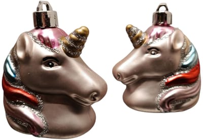 Kerstornament 5 cm lang – Unicorn Roze met Glitter – Luxe Kerstbal – Magische Kerstdecoratie