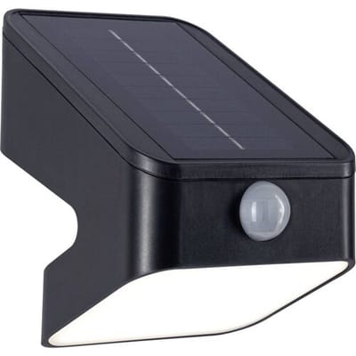 Solar LED wallwasher Lesly Schemergestuurde bewegingsmelder (IR) IP65 hoekig 113x138 mm 3000K 5,5W 400lm 3,7V Antraciet Kunststof