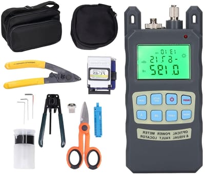 3-in-1 Fiber Termination Tool Set met Optische Vermogensmeter, Glasvezelmes, Stripper en Klem voor Efficiënte Glasvezelinstallatie