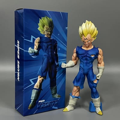 En stock Dragon Ball Anime Majin Vegeta Goku Modèle Artisanat Détaillé Ornement de Bureau Maison Figurine Anime de Collection Sta blue