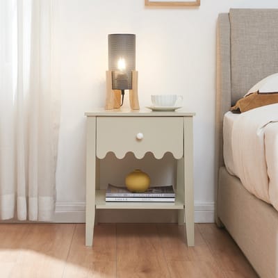 Nachtkastje Luspoo met lade 50x40x40 cm cremewit [en.casa]