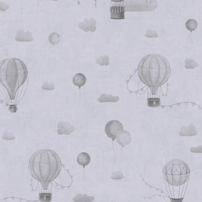 Kinderbehang Profhome 770772-GU vliesbehang glad met wolken mat grijs lichtgrijs 5,33 m2