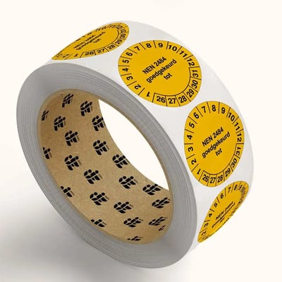 NEN 2484 keuringsstickers - jaartallen 26-31 - op rol | 3 cm - 795 stickers per rol