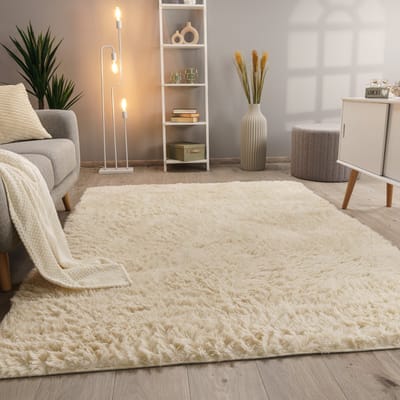 Paco Home Hoogpolig Vloerkleed Woonkamer Vacht Imitatiebont Shaggy Wollig Eenkleurig 80 cm Rund