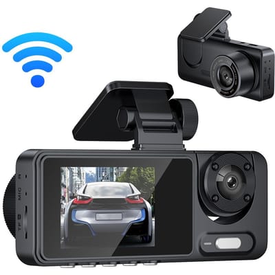3 camera's Dash Cam Meertalig Helder Auto Achteruitkijkspiegel Auto Video-opname Camcorder Breed zwart