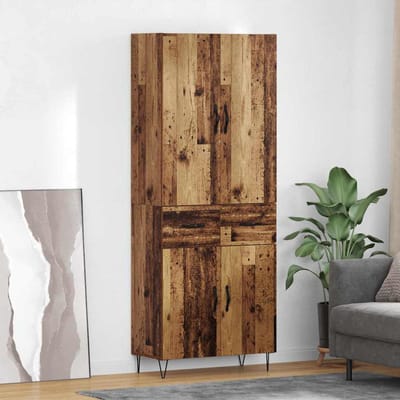 vidaXL - Highboard - 2 - st - Oudhout - 69,5 - x - 34 - x - 180 - cm - Bewerkt - hout