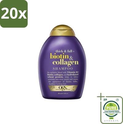 20 x OGX – Shampoo – Biotin & Collagen – 385 ml - Grootverpakking - Haar Volume - Haargroei - Haare Verzorging - Collagen Shampoo - Biotine Shampoo