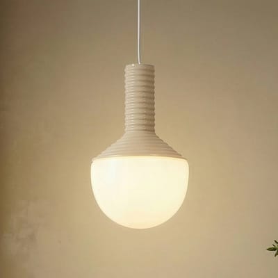 Lucande - hanglamp - 1licht - Keramiek, glas, metaal - H: 36 cm - E27 - beige, opaal