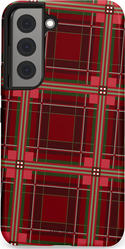 Casetastic Hoesje Geschikt voor Samsung S22 - Stijlvolle Beschermende Duo-layer Case - Schots Ruit Rood - Tartan Royal Stewart Plaid