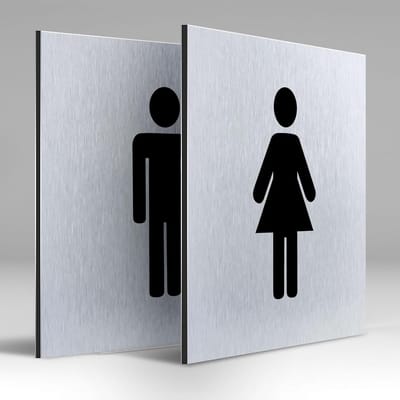 Deurbord Set - WC Tekens - Sanitair Aanduiding - Krasbestendige Print - 120x120mm - Dames Heren