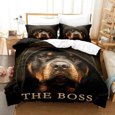 Schattige honden Beddengoed Set Eenpersoons Tweepersoons Volledig Queen Size King Size Huisdier honden Bed Set Tiener Slaapkamer Dekbedovertrek Sets 3D Print 037 EU single(135x200cm)