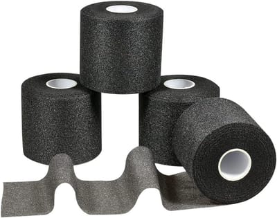 4 rollen atletisch tape Foam Underwrap Bandage Foam Pre-Wrap sporttape voor enkels, polsen, handen en ellebogen, knieën, vermijdt huidletsel en kleefresten 6 cm x 20 m（zwart）