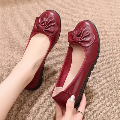 Echt Leer Dames Loafer Dames Flats Zachte Ondiepe Loafers Herfst Dames Instapschoenen Mode Dame Koeienleer Flats 41 rood