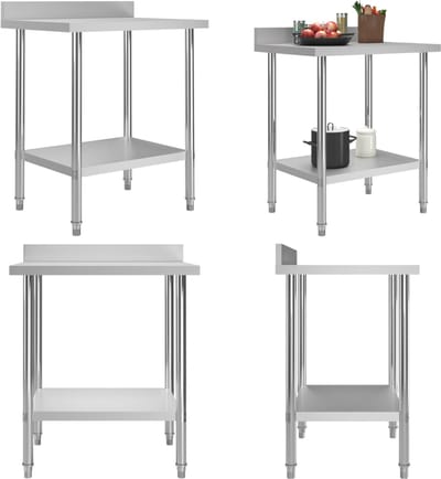 vidaXL - Keukenwerktafel - met - spatscherm - 80x60x93 - cm - roestvrij - staal