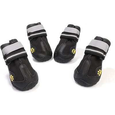 Chaussures pour Chien Imperméables Antidérapantes Réfléchissantes Bottes pour Chien à Semelle en Caoutchouc pour Extérieur Noir black