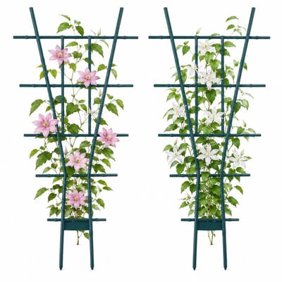 Kinzo Plantensteunen – Set van 2 – Koppelbare Plantensteun voor Bloemen, Tuinplanten en Struiken – 48 x 29 cm – Groen
