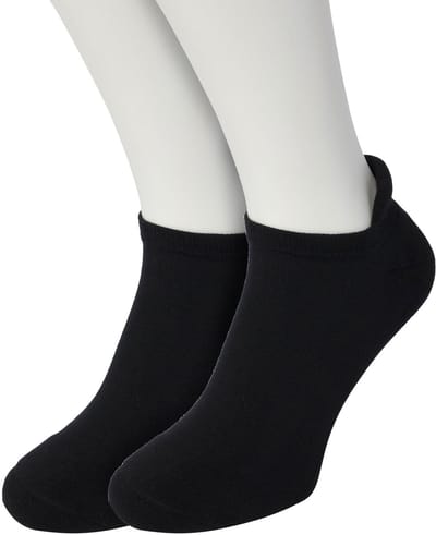 Bonnie Doon Unisex Sneaker Sokken Deluxe Zwart maat 36/42 - Dames en Heren - 2 paar - Badstof Binnenzool - Gladde teennaad - Zeer Comfortabel en Zacht - Zacht Hiel Kussen houdt Vuil tegen - Sport - Sneakersokken - Black - OL631050.101