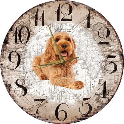 Houten Klok - 30cm - Hond - Cockapoo