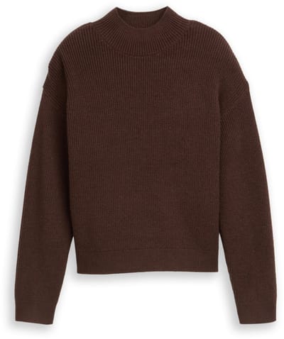 Tom Tailor - Gebreide trui met opstaande kraag - Maat 128 - soft chocolate brown